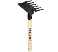 KOTARBAU® Râteau avec Houe Double Binette à 3 Dents avec Manche en Bois 33 cm Outil de Jardinage