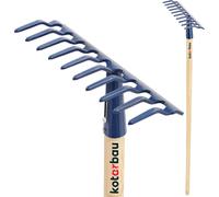 KOTARBAU® Râteau de jardin à 10 dents avec manche en bois Outil de jardin pour balayer les feuilles mortes et l'herbe Aplanir le sol