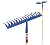 KOTARBAU® Râteau de jardin à 16 dents avec manche en bois - Outil de jardinage pour balayer les feuilles, l'herbe et niveler le sol