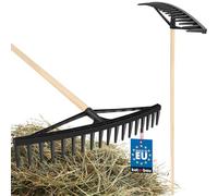KOTARBAU® Rateau Jardin - Rateau à Feuille - Plastique - 61 cm - avec Manche en Bois 150 cm - Léger - Balai a Gazon - Ergonomique - Noir