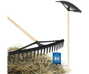 KOTARBAU® Rateau Jardin - Rateau à Feuille - Plastique - 61 cm - avec Manche en Bois 150 cm - Léger - Balai a Gazon - Ergonomique - Noir