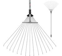 KOTARBAU® Râteau métallique en éventail Réglable 148 cm avec manche pour balayer les feuilles mortes et l'herbe