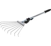KOTARBAU® Râteau métallique en éventail Réglable 65 cm avec manche pour balayer les feuilles mortes et l'herbe