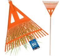 KOTARBAU® Râteau Robuste 435 mm avec Manche Râteau à Feuilles rateau Jardin ramasse Feuilles mortes rateau a Feuille en Plastique Orange Balai Gazon rateau Feuilles Cailloux râteaux