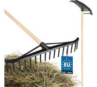 KOTARBAU® Râteau robuste 550 mm 16 dents avec manche Balai à feuilles Râteau à feuilles Balai éventail Balayeur de feuilles Râteau à feuilles en plastique noir