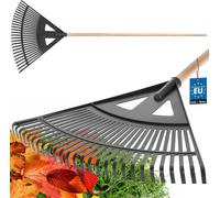 KOTARBAU® Râteau robuste 580 mm avec manche en bois Balai à feuilles pour l'herbe et les feuilles Râteau à feuilles en plastique Balai à feuilles Râteau à feuilles Râteau à feuilles Râteau à feuilles