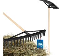 KOTARBAU® Râteau robuste 610 mm 18 dents avec manche Balai à feuilles Râteau à feuilles Balai éventail Balayeur de feuilles Râteau à feuilles en plastique noir