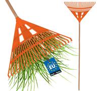 KOTARBAU® Râteau robuste 610 mm avec manche Balai à feuilles Râteau à feuilles Balai éventail Balayage des feuilles Râteau à feuilles en plastique Orange