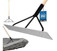 KOTARBAU® Régle à Béton - Acier - 62,5x9 cm - Régle Maçon - Argent Noir - Outil Maçon - Lame Lisse - avec Manche en Bois 96 cm - pour Tirer Le Béton