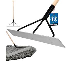 KOTARBAU® Régle à Béton - Acier - 62,5x9 cm - Régle Maçon - Argent Noir - Outil Maçon - Lame Lisse - avec Manche en Bois 96 cm - pour Tirer Le Béton