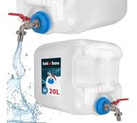 KOTARBAU® Réservoir d'eau avec robinet 20 litres Bidon d'eau Kanister de boissons en plastique Réservoir d'eau Kanister de survie Camping Accessoires Kanister d'eau potable Robinet en métal