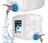 KOTARBAU® Réservoir d'eau avec robinet 20 litres Bidon d'eau potable Réservoir d'eau Bidon en plastique Survival Camping Accessoires Eau potable Bidon Distributeur d'eau Robinet en métal