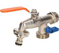 KOTARBAU® Robinet à bille double avec raccord de tuyau 3/4" et 1" comme point de soutirage extérieur