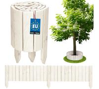 KOTARBAU® Rollborder 20 x 110 cm blanc découpable Bordure de parterre en bois Bordure de parterre en pin Clôture en bois Petite clôture en bois Délimitation de parterre Palissades Clôture décorative e