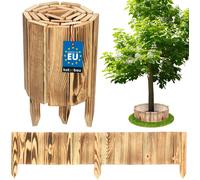KOTARBAU® Rollborder 20 x 110 cm Brûlé recoupable Bordure de parterre en bois Bordure de parterre en pin Clôture en bois Petite clôture en bois Délimitation de parterre PalissadesReproduction Clôture