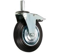 KOTARBAU® Roue d'échafaudage orientable 200 mm avec tenon 27 mm et frein galvanisé.