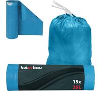 KOTARBAU® Sacs poubelle 35L avec cordon de serrage bleu Sacs poubelle indéchirables Sacs poubelle Sacs à ordures ménagères Sacs poubelle avec cordon de serrage sac poubelle bleu