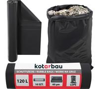 KOTARBAU® Sacs poubelle lourds 120 L 60µm LDPE Sacs pour déchets de chantier Sacs poubelle extra-forts Grands sacs poubelle lourds extra-forts 120 litres Sacs poubelle grands sacs lourds Sacs pour déc