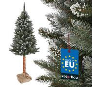 KOTARBAU® Sapin de Noël artificiel Neige 180 cm Épicéa diamanté sur un tronc en bois avec support en plastique Sapin de Noël Artificiel comme un vrai Sapin de Noël Arbre de Noël