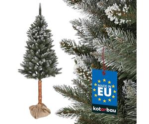 KOTARBAU® Sapin de Noël artificiel - Neige - 180 cm - Épicéa diamanté sur un tronc en bois avec support en plastique - Sapin de Noël artificiel comme un véritable arbre artificiel de Noël