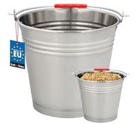 KOTARBAU® Seau à Cendre - Acier Inoxydable - 10 L - Argent - Seau de Maçon - pour Jardin - Cuisine - Chantier - Robuste et Résistant à la Corrosion