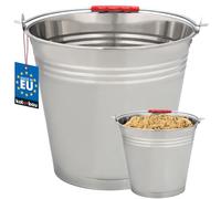 KOTARBAU® Seau à Cendre - Acier Inoxydable - 12 L - Argent - Seau de Maçon - pour Jardin - Cuisine - Chantier - Robuste et Résistant à la Corrosion