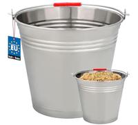 KOTARBAU® Seau à Cendre - Acier Inoxydable - 14 L - Argent - Seau de Maçon - pour Jardin - Cuisine - Chantier - Robuste et Résistant à la Corrosion