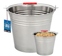KOTARBAU® Seau à Cendre - Acier Inoxydable - 8 L - Argent - Seau de Maçon - pour Jardin - Cuisine - Chantier - Robuste et Résistant à la Corrosion