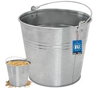 KOTARBAU® Seau à Cendre - Seau De Maçon - Acier Galvanisé - 12 L - Argent - pour Le Jardinage - Résistant à la Rouille - Polyvalent