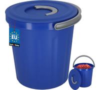 KOTARBAU® Seau avec couvercle 10 L Seau avec couvercle et poignée PVC Poubelle de chantier Seau à fourrage avec couvercle Seau de nettoyage Seau universel bleu foncé