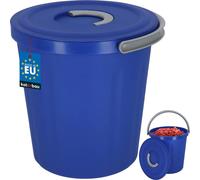 KOTARBAU® Seau avec couvercle 15 L Seau avec couvercle et poignée PVC Poubelle de chantier Seau à fourrage avec couvercle Seau de nettoyage Seau universel bleu foncé