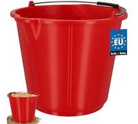 KOTARBAU Seau de construction, 21 l, seau à mortier, seau à outils, seau de nettoyage avec bec verseur et anse - Seau à mortier - Avec graduation - Rond - Plastique - PEHD - Rouge