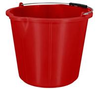 KOTARBAU® Seau de Maçon 15 L, Seau de Chantier, avec Bec Verseur, PEHD | Seau à Mortier, Seau de Construction, Seau à Plâtre, avec Anse et Graduation, Rond, Rouge