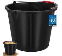 KOTARBAU - Seau de Maçon 15 L - Seau de Chantier - avec Bec Verseur - PEHD - Seau à Mortier - Seau de Construction - Noir