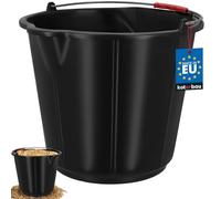 KOTARBAU® Seau de Maçon 21 L, Seau de Chantier, avec Bec Verseur, PEHD | Seau à Mortier, Seau de Construction, Seau à Plâtre, avec Anse et Graduation, Rond, Noir