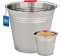 KOTARBAU® Seau en inox 14L argent acier inoxydable Seau en métal Seau alimentaire Seau en inox Seau à lait Seau en métal Seau à eau Seau à charbon Seau de jardin Seau de nettoyage Seau de chantier