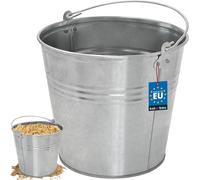 KOTARBAU® Seau en zinc robuste galvanisé 12 L poignée simple Seau à eau pour jardin travaux de construction déchets cuisine mortier outil