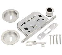 KOTARBAU® Serrure à crochet pour portes coulissantes avec clé - Rosace avec poignée encastrée - Argent chromé