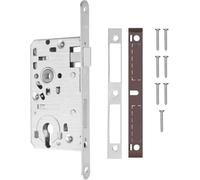 KOTARBAU® Serrure à Larder 72/55 mm DIN Gauche à Cylindre Profilé et Cadre Tubulaire avec Contre-Plaque Acier Galvanisé Inoxydable Serrure Porte Entree Serrure a Encastrer