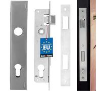 KOTARBAU® Serrure à larder pour portes en acier 90/20 mm avec boîtier de serrure en acier galvanisé droite et gauche Serrure de porte de chambre Serrure à encastrer Serrure à cylindre profilé