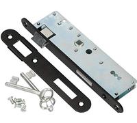 KOTARBAU Serrure à mortaiser 72/34 BB - Contre-plaque galvanisée - Gauche/droite - Serrure de porte intérieure et extérieure - Serrure de sécurité (gauche) - Noir/argenté