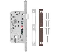 KOTARBAU® Serrure à Larder 72/55 mm DIN Droite à Cylindre Profilé et Cadre Tubulaire avec Contre-Plaque Acier Galvanisé Inoxydable Serrure Porte Entree Serrure a Encastrer