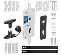 KOTARBAU® Serrure de garage 60 mm en acier - Ensemble de serrure de portail de garage - Serrure de portail - Cylindre profilé pour portails battants - Tige de poussée verticale - Verrou de portail