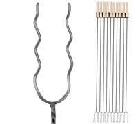 KOTARBAU® Set 10 pièces Brochettes pour Barbecue - Acier - 100 cm - Fourchette Barbecue - avec Crochet - Longue - Piques avec Manche en Bois - Brochettes Réutilisables
