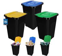 KOTARBAU® Set 3 Poubelles 50L de Tri Sélectif | Jaune | Pour Cuisine et Extérieur | Bacs de Recyclage