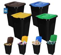 KOTARBAU® Set 4 Poubelles de Recyclage 50L | Tri Sélectif pour Cuisine et Extérieur | Bac Jaune