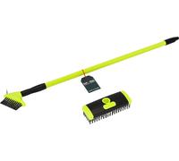 KOTARBAU® Set brosse à joints pour pavés + balai avec manche télescopique 80-140 cm brosse métallique nettoyeur de joints gratte-joints brosse métallique désherbage brosses de nettoyage pour mousse et