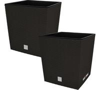 KOTARBAU® Set de 2 pots de fleurs 15,8 L Hauteur : 27 cm Umbra Pot de plantes en plastique Cache-pot avec pot intérieur Set de pots de fleurs comme le rotin Pot de plantes intérieur extérieur
