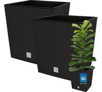 KOTARBAU® Set de 2 pots de fleurs 32 L Hauteur : 32 cm Umbra Pot de plantes en plastique Cache-pot avec pot intérieur Set de pots de fleurs comme le rotin Pot de plantes intérieur extérieur
