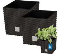 KOTARBAU® Set de 2 pots de fleurs 4 L Hauteur : 17 cm Umbra Pot de plantes en plastique Cache-pot avec pot intérieur Set de pots de fleurs comme le rotin Pot de plantes intérieur extérieur